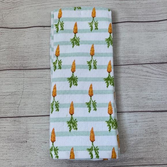 Martha Stewart Striped Carrot Kitchen Hand Towel Set of 2 16x24" Cotton - Picture 5 of 9